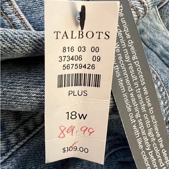 NEW Talbots High Waist Relaxed Jean in Slightly Distressed Med Wash Size 18W - Picture 8 of 8